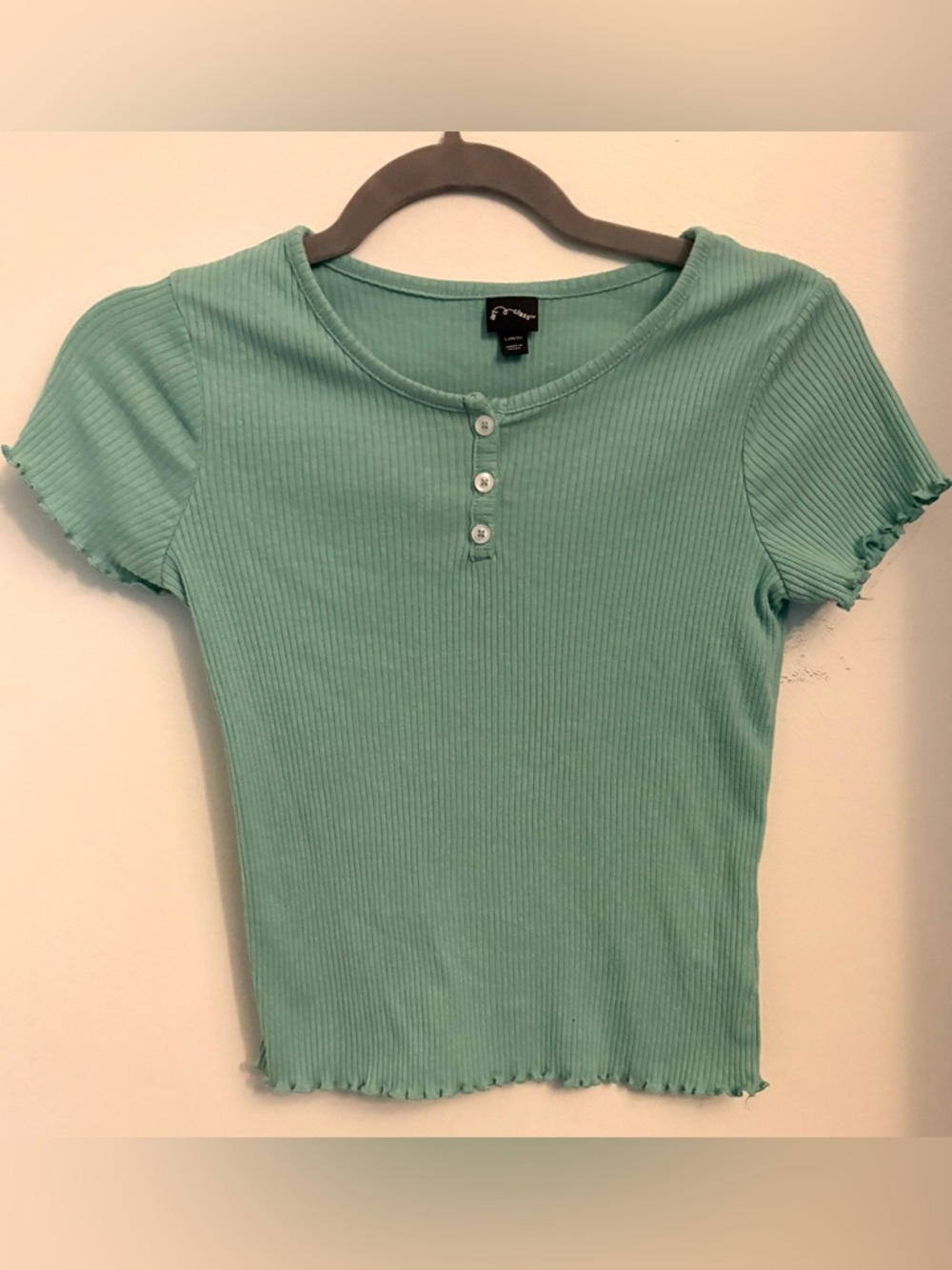 art class Mint Green Ribbed Short Sleeve Henley Top